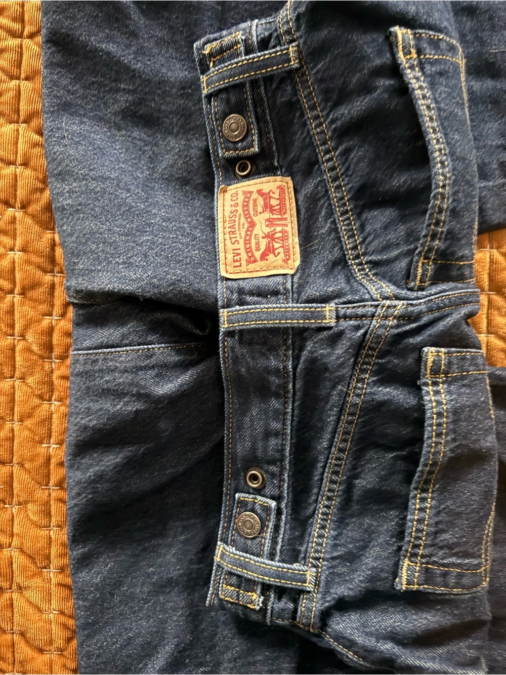 Levi's Dark Blue cinch waist wide leg Women's Jeans with Contrast Stitching